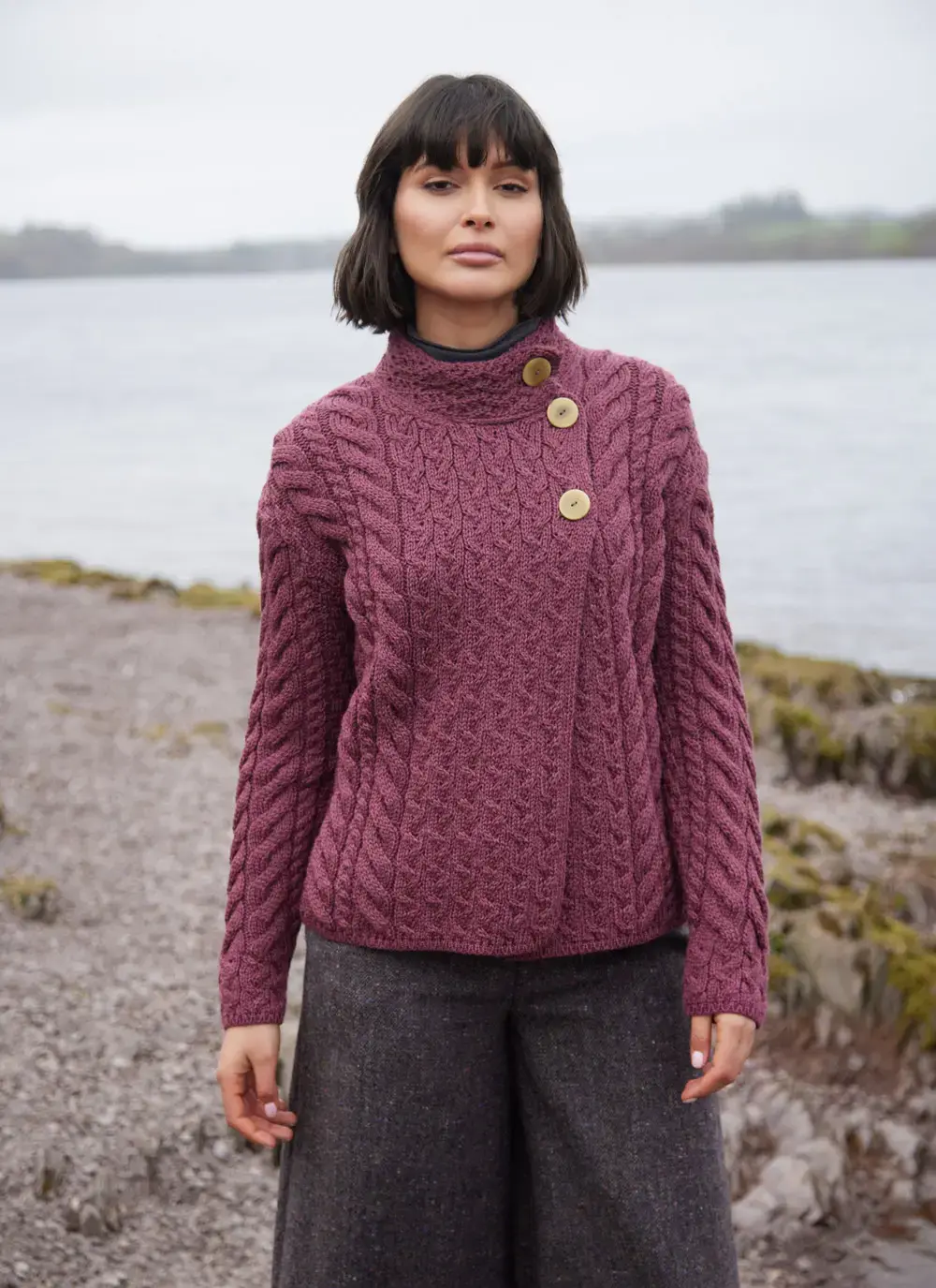 Supersoft Merino Wool Button Neck Cardigan